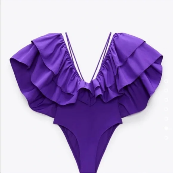 ZARA Purple Ruffled Swimsuit - Picture 3 of 4
